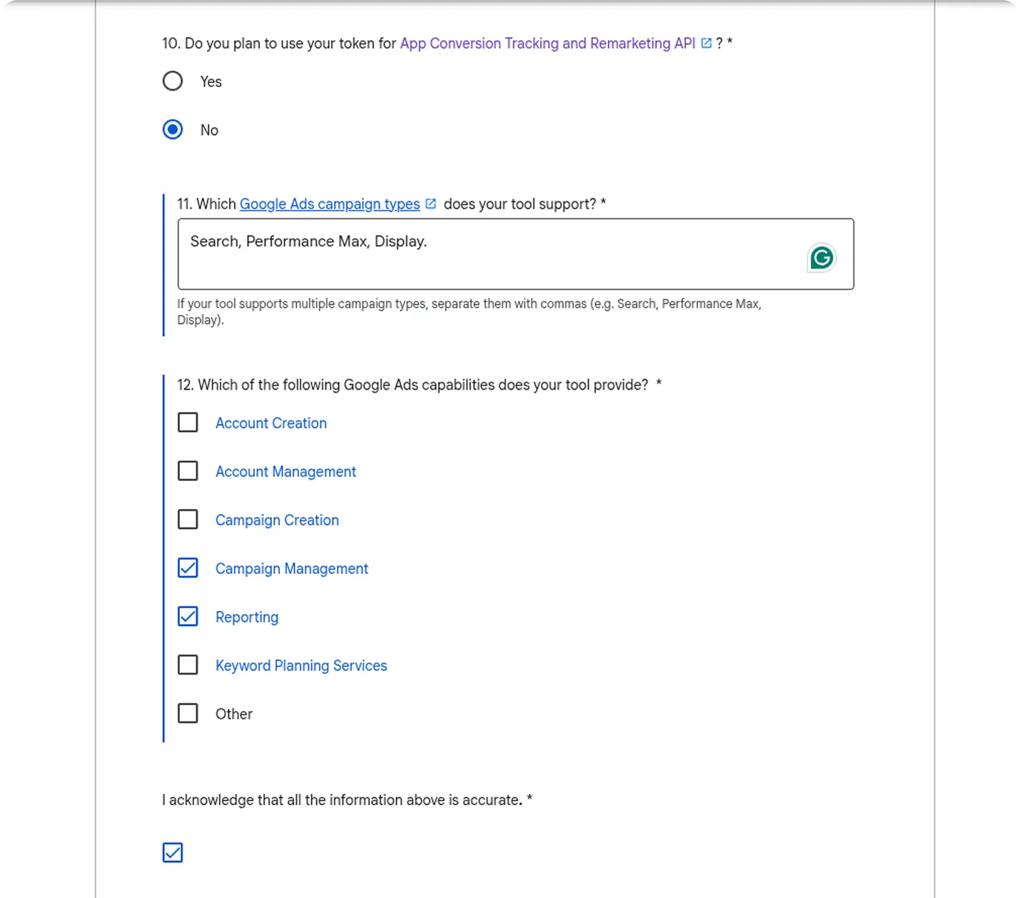 Basic Access application form