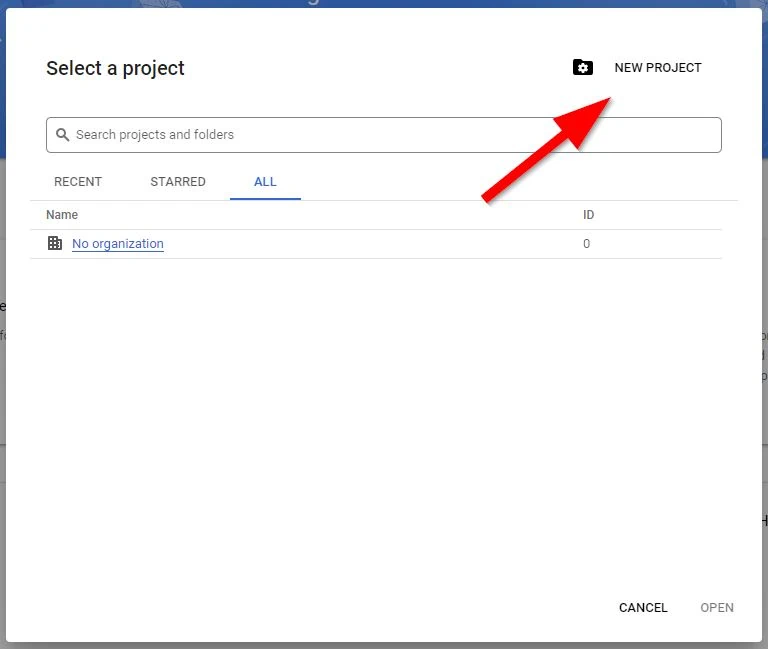 Click New Project in the project picker